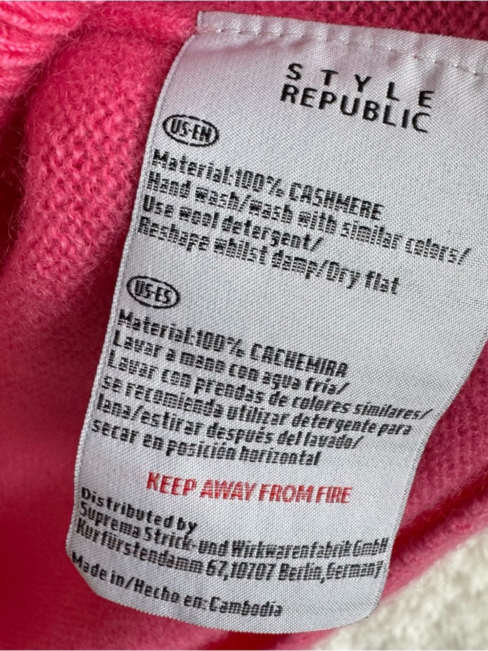 Style Republic 100% Pure Cashmere V-Neck Sweater Women’s Small Pink Preppy - Picture 6 of 8